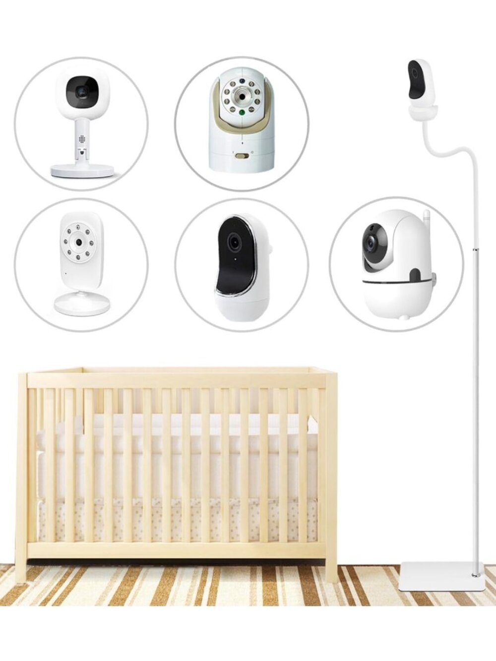 Adjustable 67" Baby Monitor Floor Stand for Owlet, HelloBaby, Nanit & More